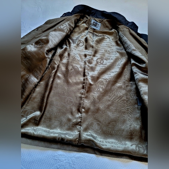 Queen Collection Women's Trench Jacket 100% Cotton Snap&Clasp Khaki/Black Medium - Picture 9 of 16